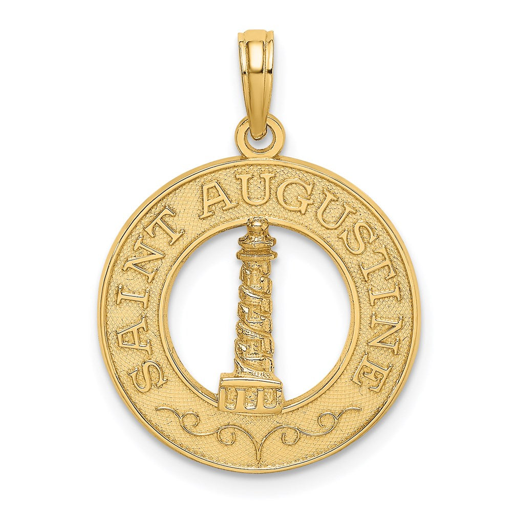 14K SAINT AUGUSTINE w/Lighthouse Circle Charm