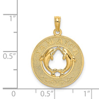 Load image into Gallery viewer, 14K JAMAICA w/Dolphins Circle Charm
