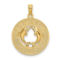 Load image into Gallery viewer, 14K JAMAICA w/Dolphins Circle Charm
