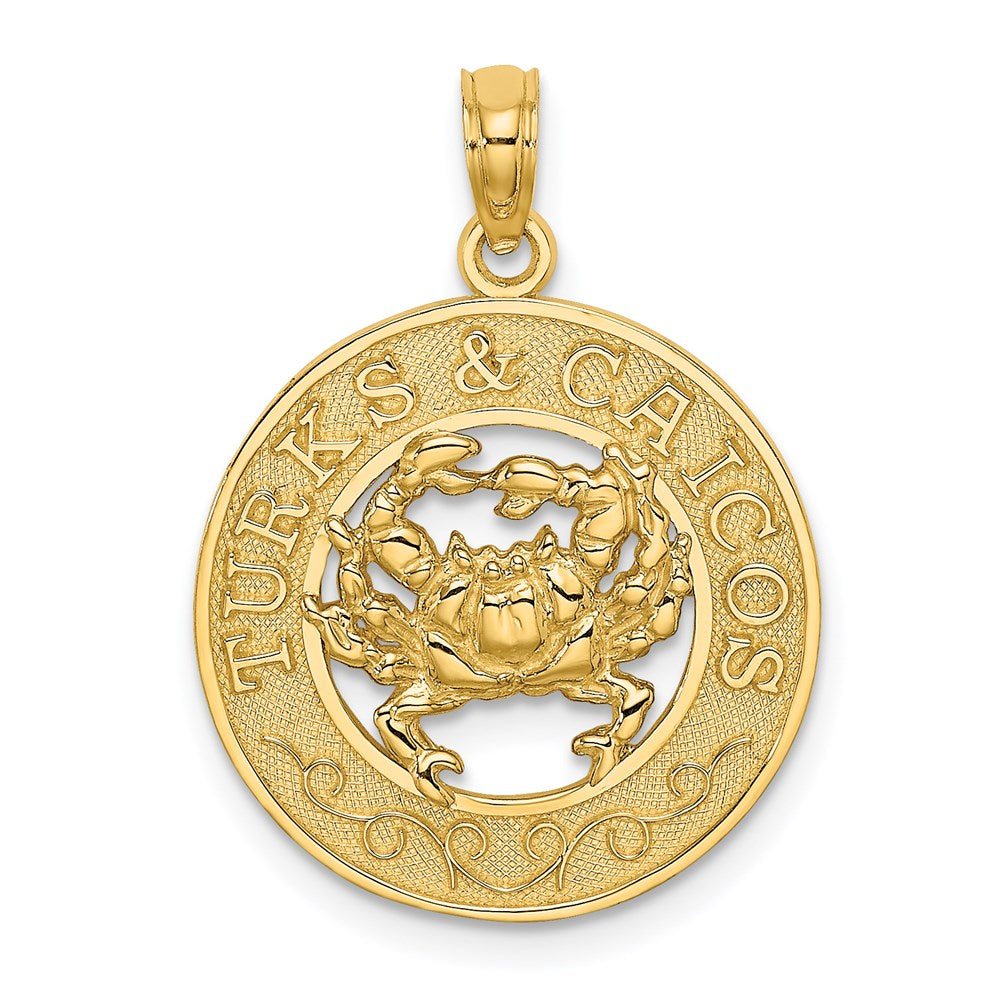 14K TURKS AND CAICOS Circle w/ Crab Charm