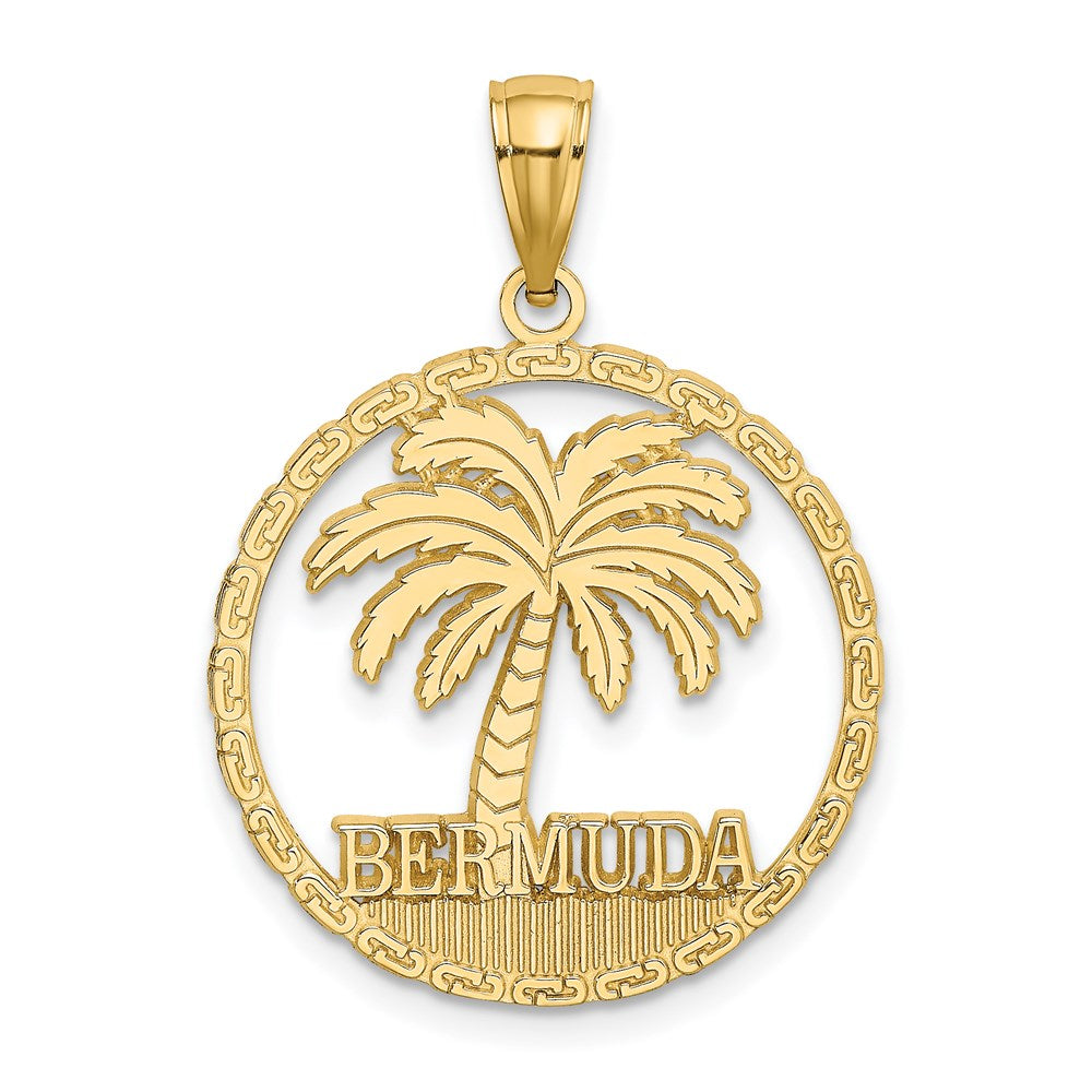 14K BERMUDA Palm Tree Round Charm