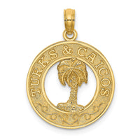 Load image into Gallery viewer, 14K TURKS AND CAICOS w/ Palm Tree Circle Charm
