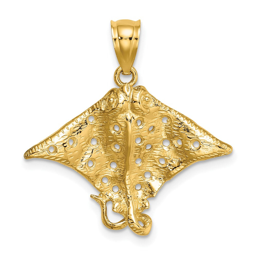14K Spotted Eagle Ray with Holes Charm