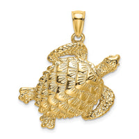 Load image into Gallery viewer, 14K Textured Sea Turtle Charm
