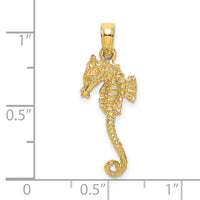 Load image into Gallery viewer, 14K 3-D Textured Seahorse with Tail Charm

