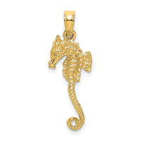 Load image into Gallery viewer, 14K 3-D Textured Seahorse with Tail Charm
