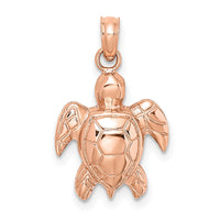 Load image into Gallery viewer, 14K Rose Gold Textured Sea Turtle Charm
