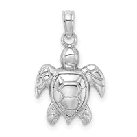 Load image into Gallery viewer, 14K White Gold 2-D Textured Sea Turtle Charm
