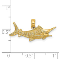 Load image into Gallery viewer, 14K Textured 2-D Marlin Fish Charm
