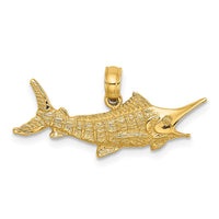 Load image into Gallery viewer, 14K Textured 2-D Marlin Fish Charm
