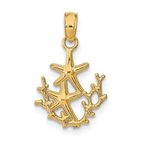Load image into Gallery viewer, 14K Textured Mini Double Starfish and Coral Charm

