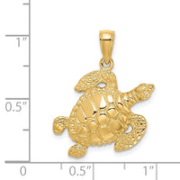 Load image into Gallery viewer, 14K Textured Sea Turtle Charm
