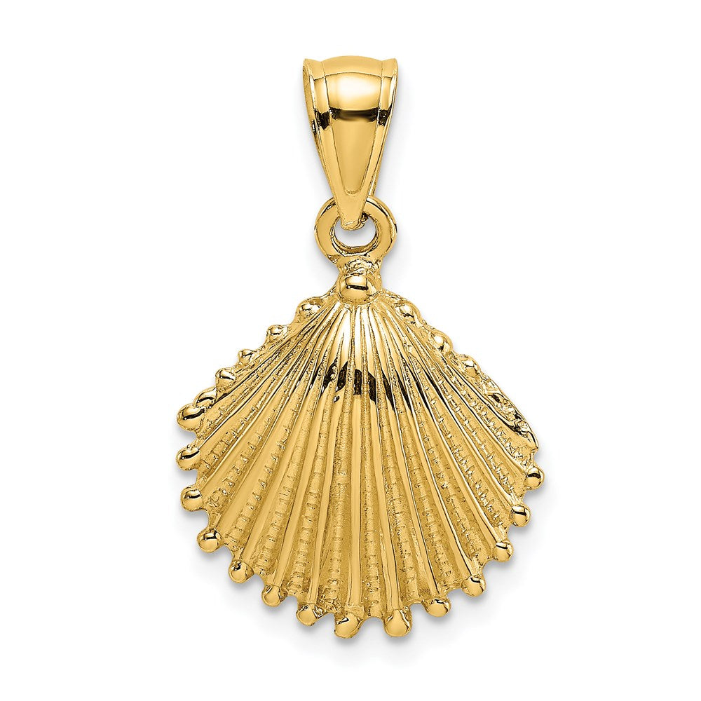14K Textured Scallop Shell Charm