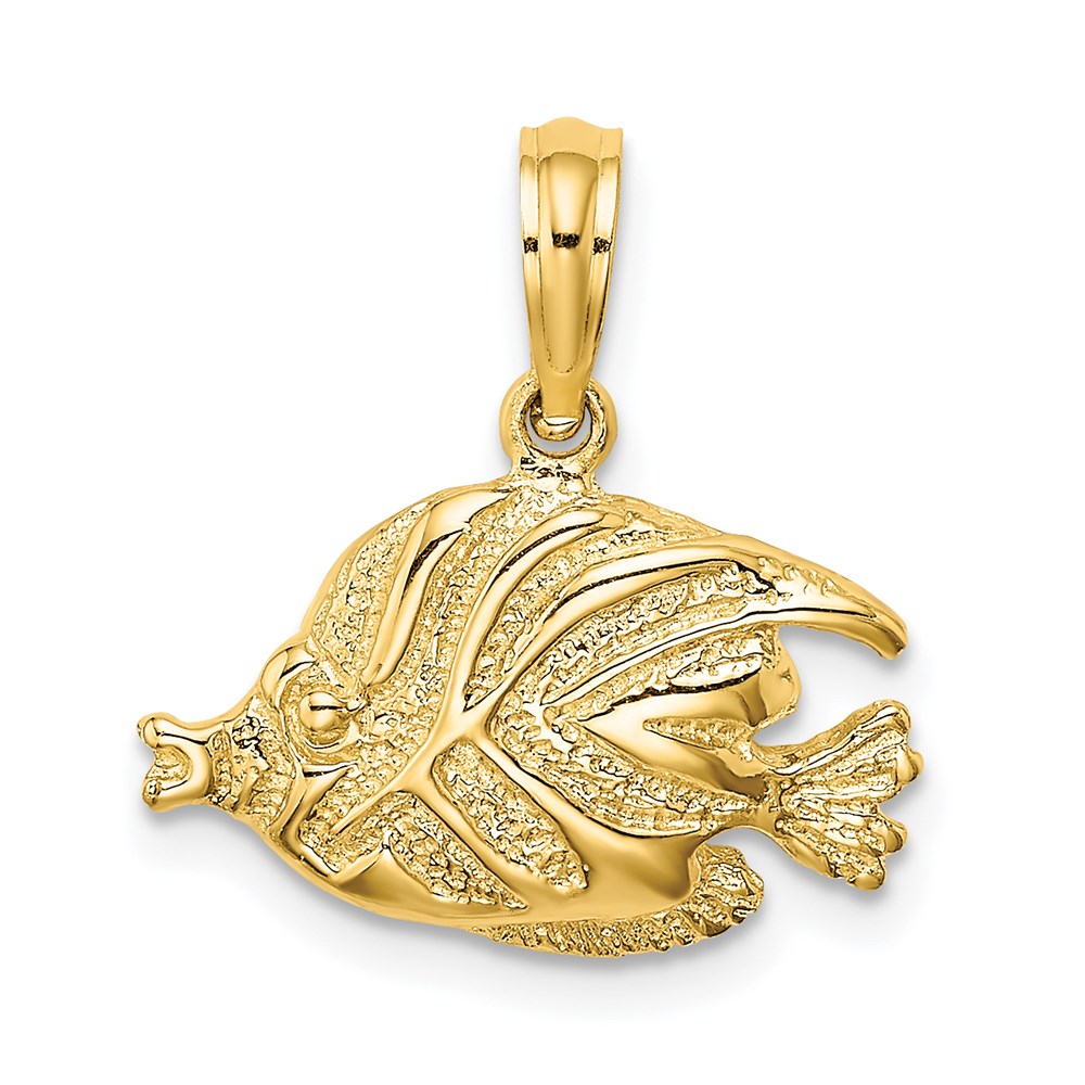 14K Polished Engraved Fish Charm