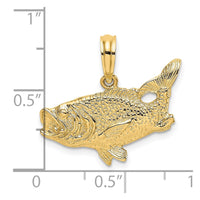 Load image into Gallery viewer, 14K 2-D Bass Fish w/ Tail Up Charm
