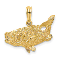 Load image into Gallery viewer, 14K 2-D Bass Fish w/ Tail Up Charm
