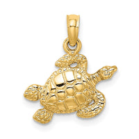 Load image into Gallery viewer, 14K Textured Sea Turtle Charm
