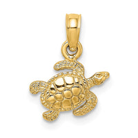 Load image into Gallery viewer, 14K Textured Sea Turtle Charm
