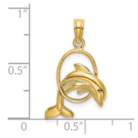Load image into Gallery viewer, 14K Polished Dolphin Jumping Through Hoop Charm
