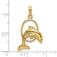 Load image into Gallery viewer, 14K Polished Dolphin Jumping Through Hoop Charm
