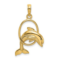 Load image into Gallery viewer, 14K Polished Dolphin Jumping Through Hoop Charm
