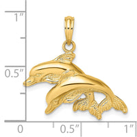 Load image into Gallery viewer, 14K 2-D Polished /Engraved Double Dolphins Charm
