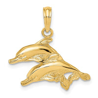 Load image into Gallery viewer, 14K Polished /Engraved Dolphins Charm
