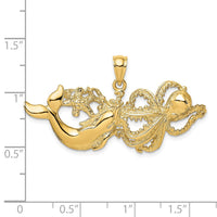 Load image into Gallery viewer, 14K Polished and Textured Dolphin and Octopus Pendant
