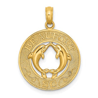 Load image into Gallery viewer, 14K BEAUFORT SC w/Dolphins Circle Charm
