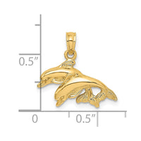 Load image into Gallery viewer, 14K 2-D Polished Double Dolphins Jumping Left Charm
