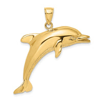 Load image into Gallery viewer, 14K Polished and Textured Jumping Dolphin Charm
