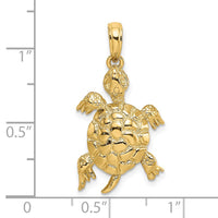 Load image into Gallery viewer, 14K Polished and Textured Turtle Charm
