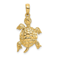Load image into Gallery viewer, 14K Polished and Textured Turtle Charm
