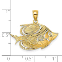 Load image into Gallery viewer, 14K 2-D Polished Textured Fish Charm
