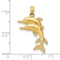 Load image into Gallery viewer, 14K 2-D Two Jumping Dolphins Charm
