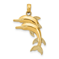 Load image into Gallery viewer, 14K 2-D Two Jumping Dolphins Charm
