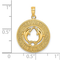 Load image into Gallery viewer, 14K MIAMI BEACH w/Dolphins Circle Charm
