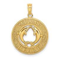 Load image into Gallery viewer, 14K MIAMI BEACH w/Dolphins Circle Charm
