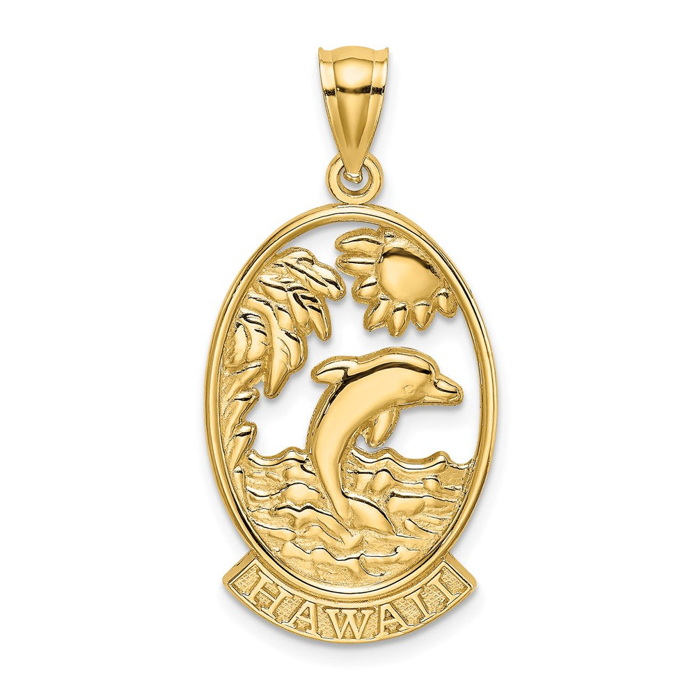 14K HAWAII w/ Dolphins in Waves Charm