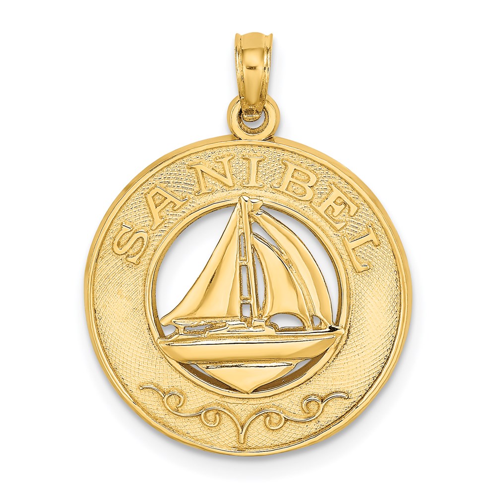 14K SANIBEL w/Sailboat Circle Charm