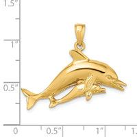 Load image into Gallery viewer, 14K 2-D Two Swimming Dolphins Charm
