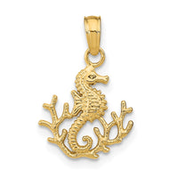 Load image into Gallery viewer, 14K Textured Mini Seahorse and Coral Charm
