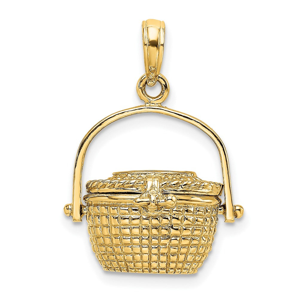 14K 3-D Nantucket Basket Moveable Lid Charm