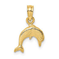 Load image into Gallery viewer, 14K Textured Mini Dolphin Jumping Charm
