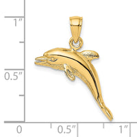 Load image into Gallery viewer, 14K 3-D Polished and Textured Jumping Dolphin Charm
