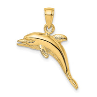 Load image into Gallery viewer, 14K 3-D Polished and Textured Jumping Dolphin Charm
