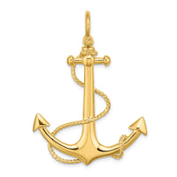 Load image into Gallery viewer, 14K 3-D Large Anchor w/ Rope Charm

