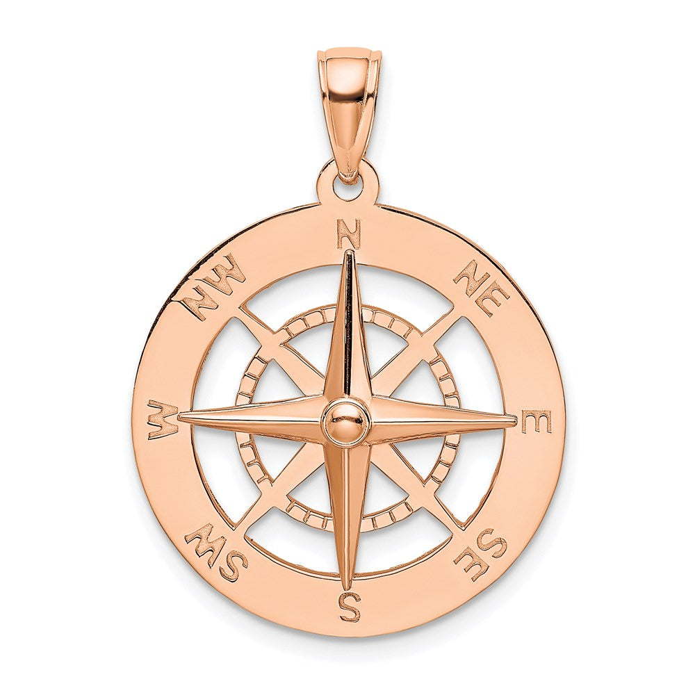 14K Rose Gold Nautical Compass Pendant
