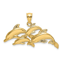 Load image into Gallery viewer, 14K Polished Four Dolphins Swimming Charm
