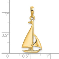 Load image into Gallery viewer, 14K 2-D Polished Sailboat Charm
